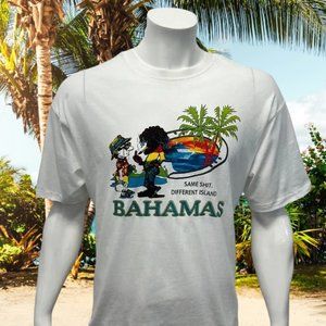 Island Dreams Same Sh#t Different Island Bahamas Graphic T-Shirt Tee Shirt Large